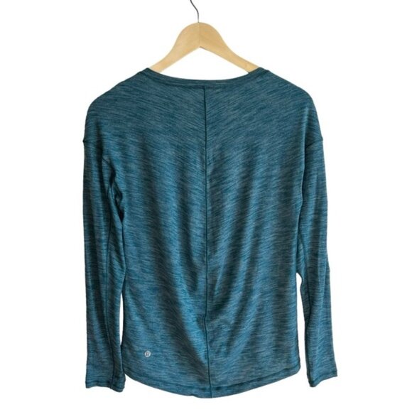 Lululemon Meant To Move Long Sleeve Size 4 Heathered Dark Uniform Blue Teal - Picture 7 of 11